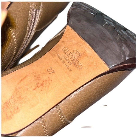 Valentino Brown Fringe Moto Ankle Boot Lug Sole EU 37 Designer EUC - Picture 6 of 10
